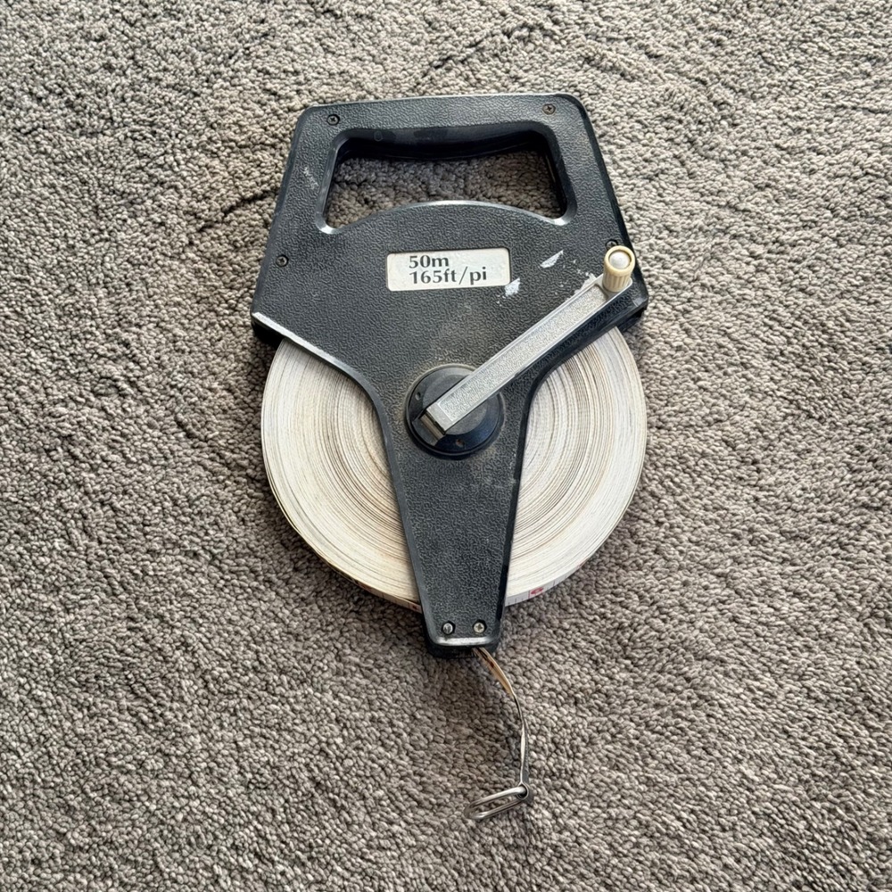 Fiberglass Long Measuring Tape 50m 165ft Open‎ Reel Manual Retract Hand Crank